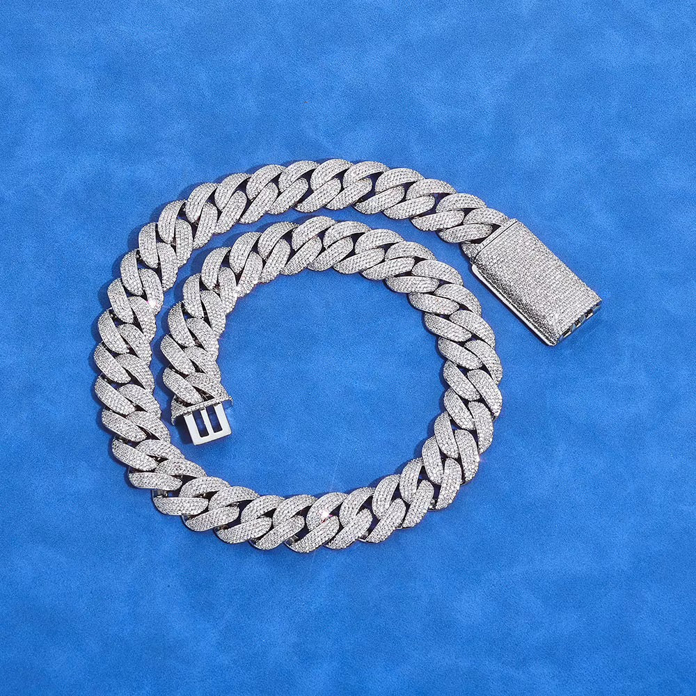 GELATI Colossus 20MM Diamond Cuban Moon Link Chain | FL-IF Flawless Moissanite |18K Vermeil Gold