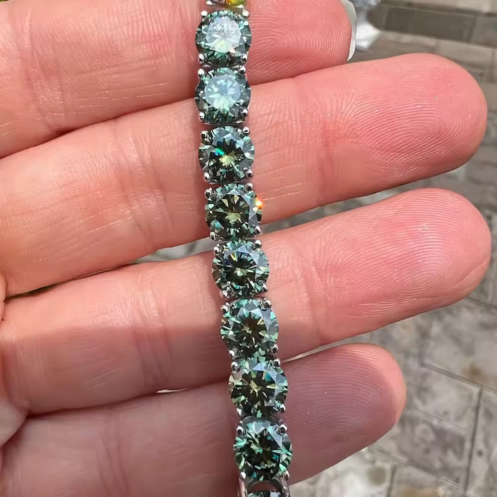 Gelati's Bracciale in Emerald Green VVS1 Diamond Bracelet Solid 925 Silver & 18k Vermeil Gold