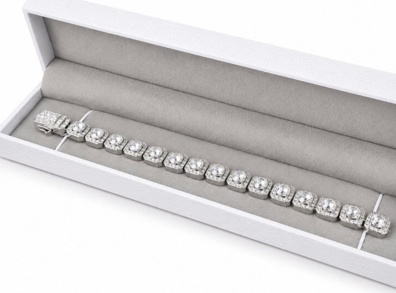 CLUSTER HALO TENNIS BRACELET – CB DIAMONDS, TITANIUM & 18K VERMEIL GOLD