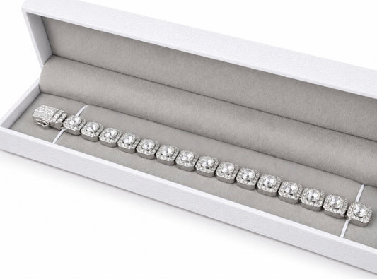 CLUSTER HALO TENNIS BRACELET – CB DIAMONDS, TITANIUM & 18K VERMEIL GOLD