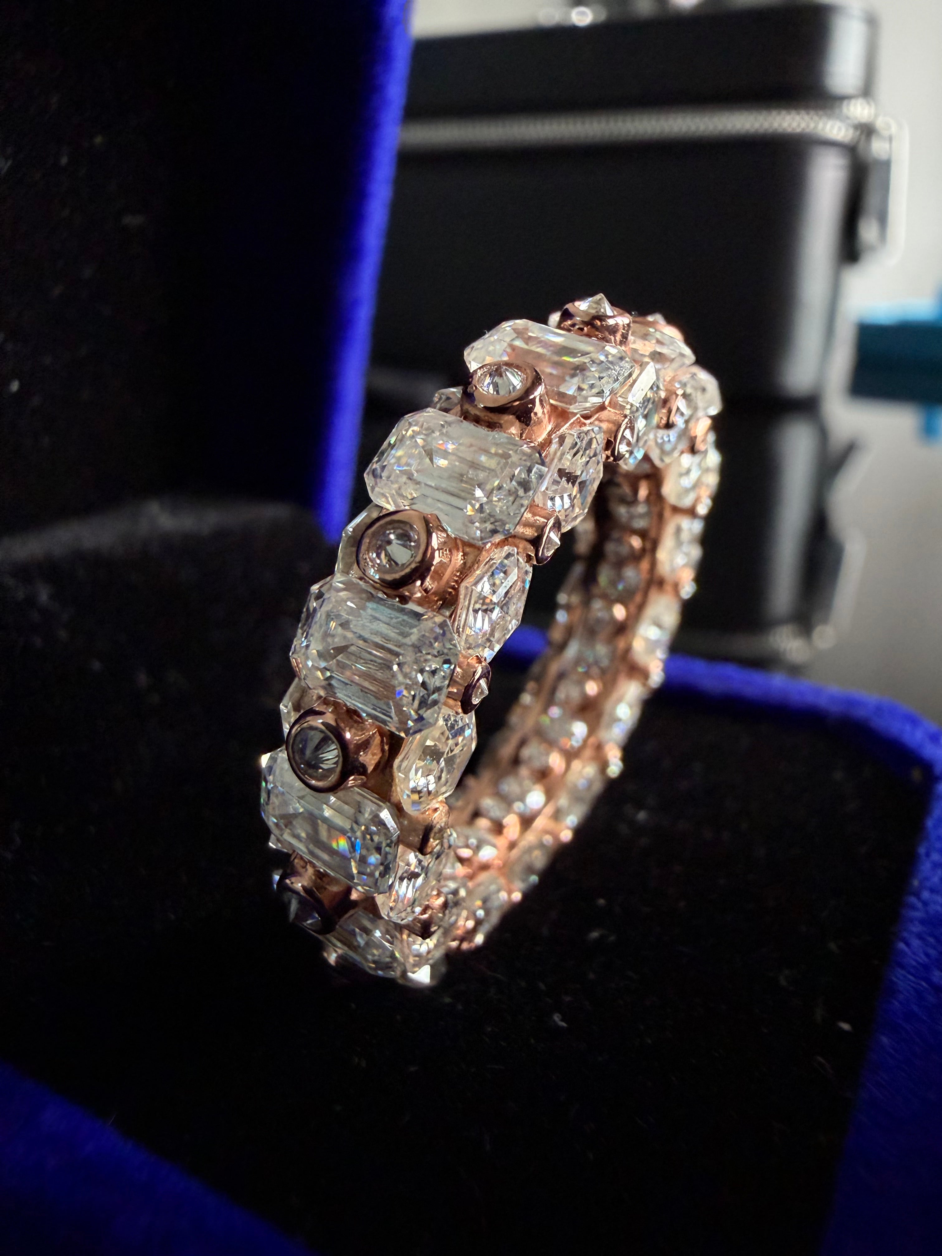 Apocalypse 1 Of 1 Spiked Diamond Eternity Ring – 15CTW+ FL-IF Moissanite, 925 Silver & 14K Rose Gold