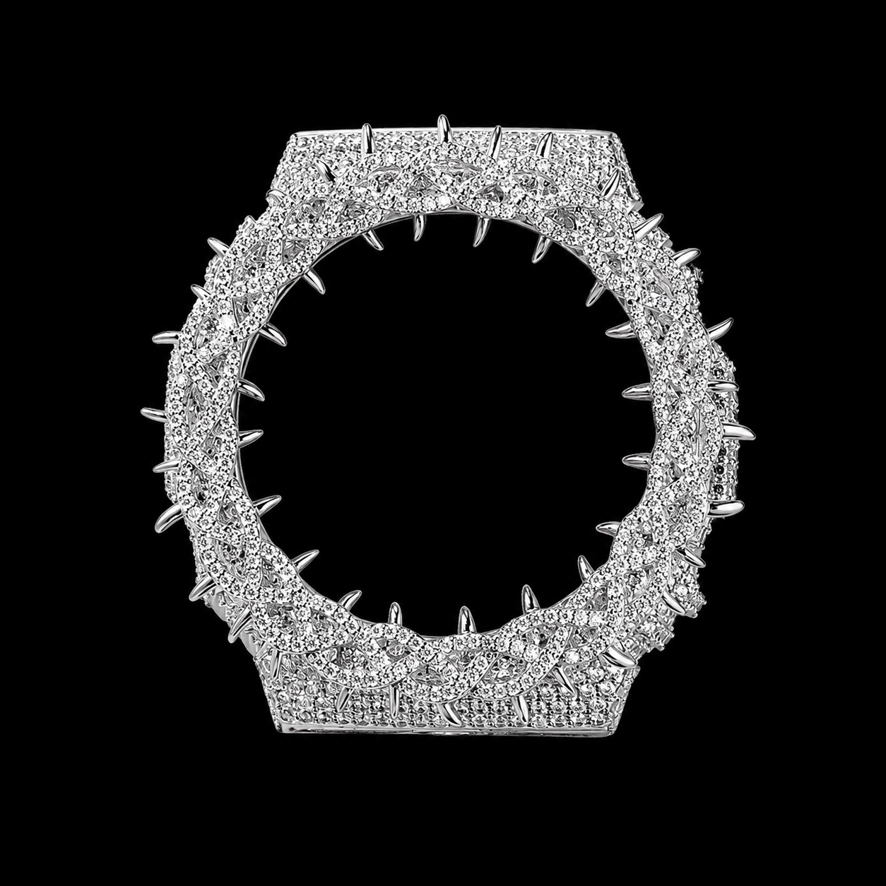 Gelati Thorns Crown G-Shock Case Mod GA2100 VVS1 Lab Moissanite Diamond & 18k Vermeil White Gold