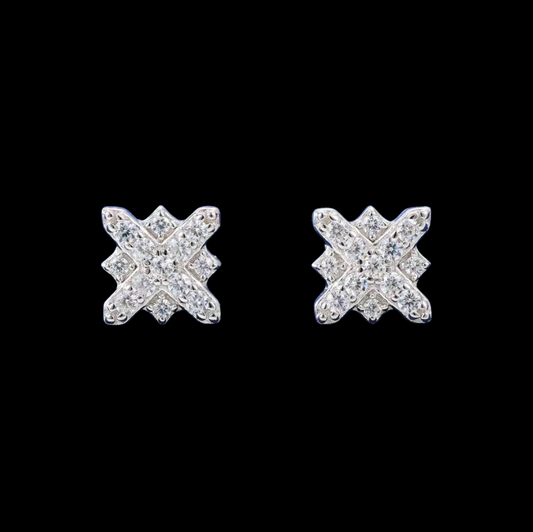 Gelati's VVS1 X Shape Earrings in solid 925 Sterling Silver & 18k Vermeil Gold Inlay