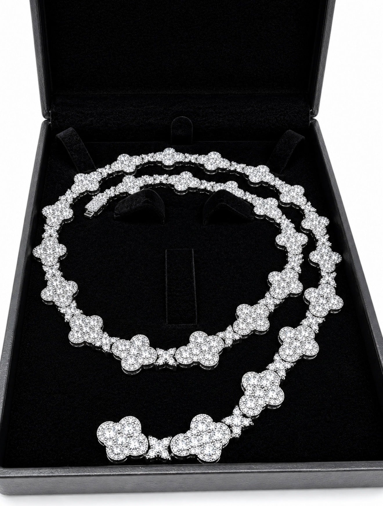 SPECIALE STAR CROSS LINK NECKLACE – 20CTW FL-IF MOISSANITE, 925 SILVER & 18K WHITE VERMEIL