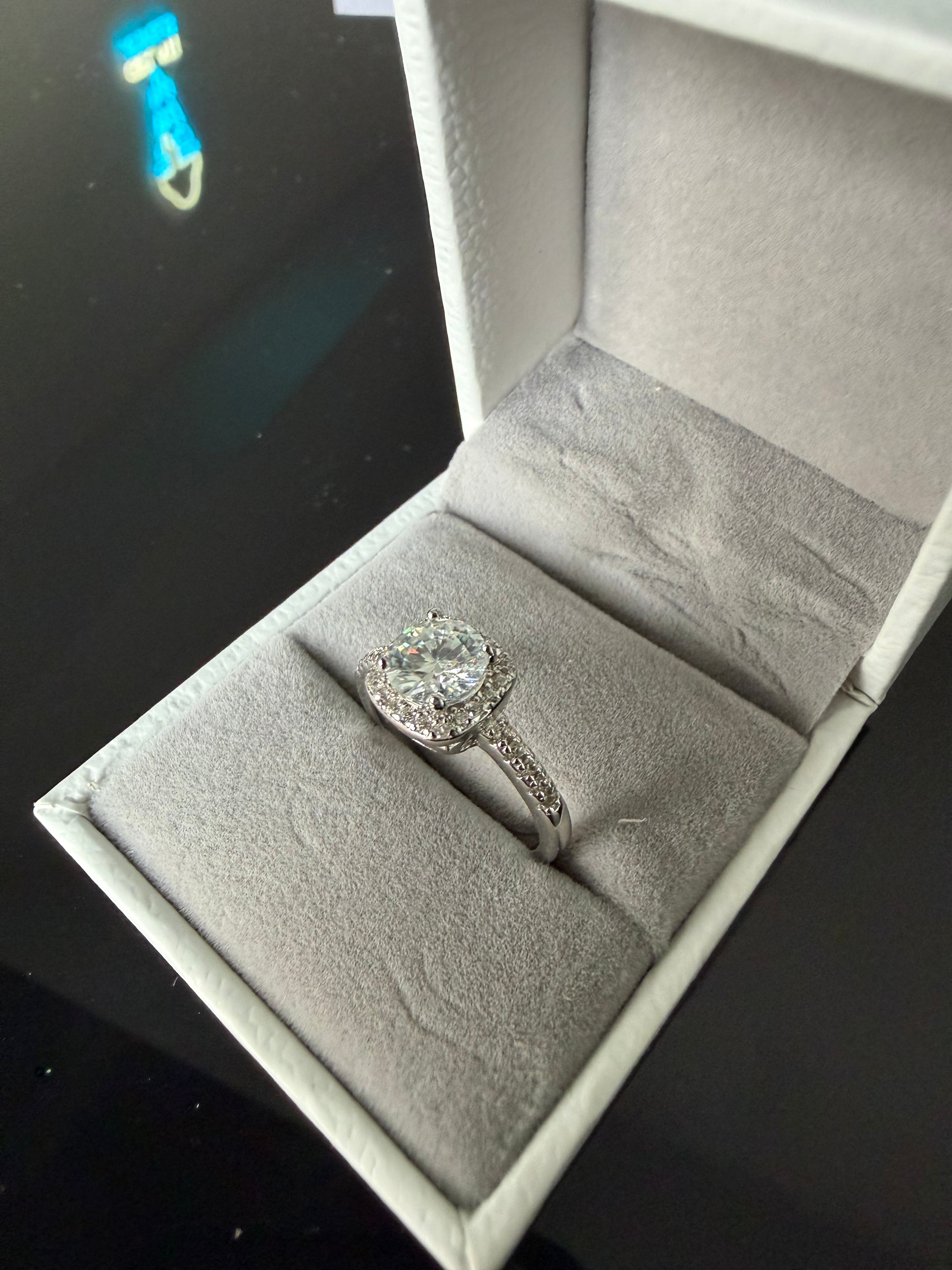 Gelati's Bespoke FL-IF Lab Moissanite Diamond 2CTW Halo Square Cut Ring in 925 Silver & 14K Vermeil Gold