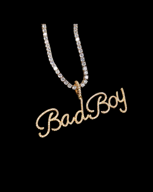 Gelati Custom Prongue Coursive Diamond Pendant in Solid Titanium & 18k Vermeil Gold + Free 925 Silver Rope Chain