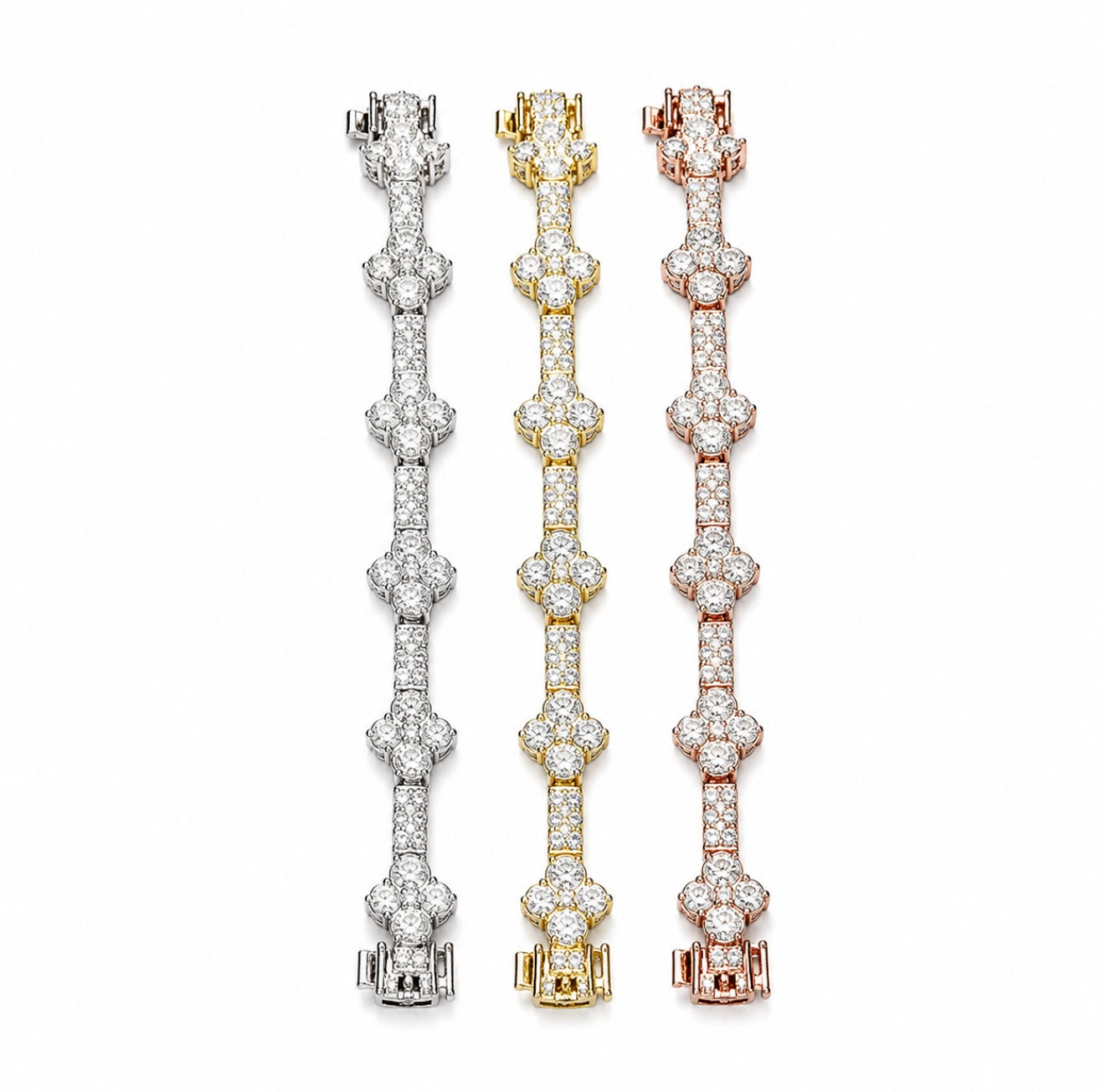 GELATI’S BESPOKE CROSS LINK DIAMOND TENNIS BRACELET WITH 18K VERMEIL GOLD
