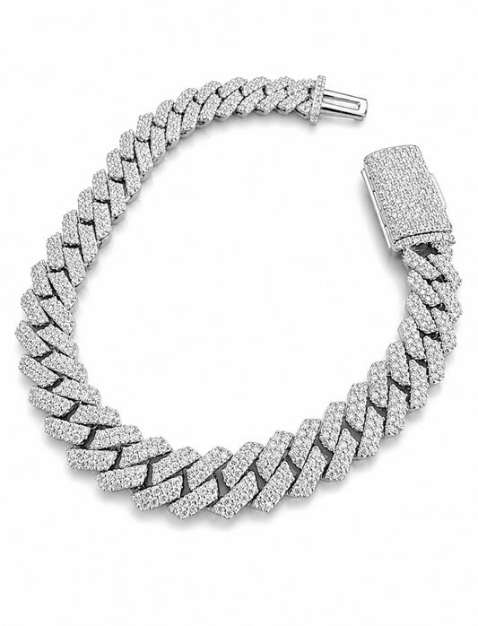 SPECIAL EDITION MIAMI PRONG CUBAN BRACELET – FL–IF MOISSANITE, 925 SILVER & 18K VERMEIL