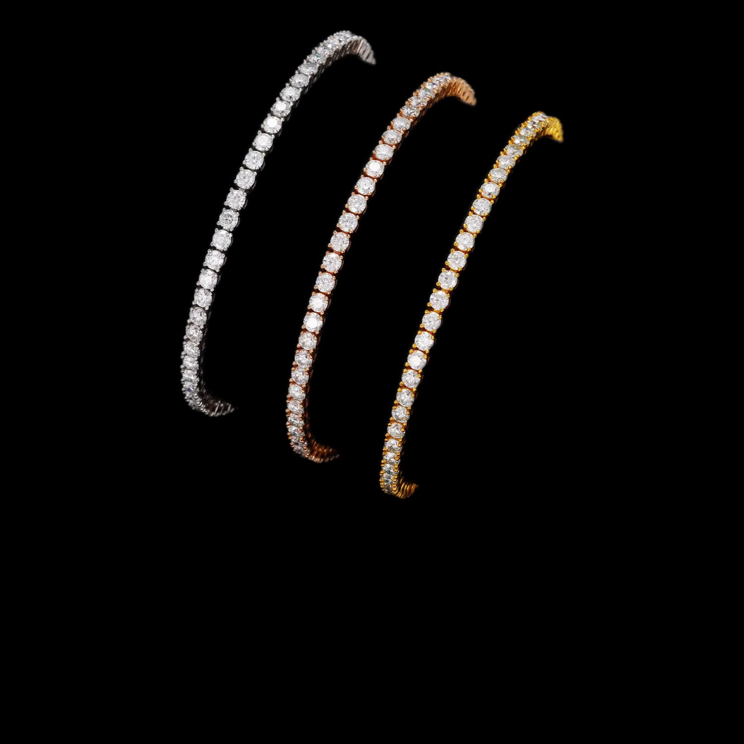 Gelati' Signature Titanium & Silver Diamond Tennis Glacial Bracelet with 18k Vermeil Inserts