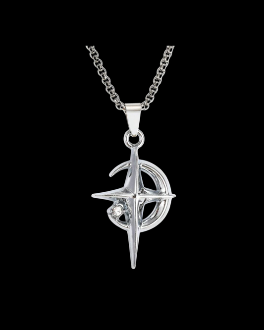 Gelati's Deathstar Carbon Diamond Titanium & 18k Vermeil Gold Layers Pendant & Free Titanium Silver Chain