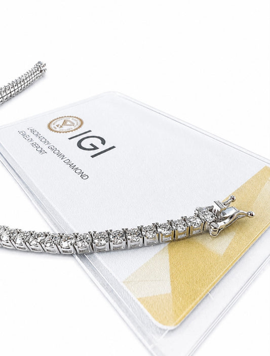 GELATI’S BESPOKE IGI CERTIFIED VS1 3EX DIAMOND 8 CTW TENNIS BRACELET IN 14K VERMEIL GOLD & 925 STERLING SILVER 3,5MM