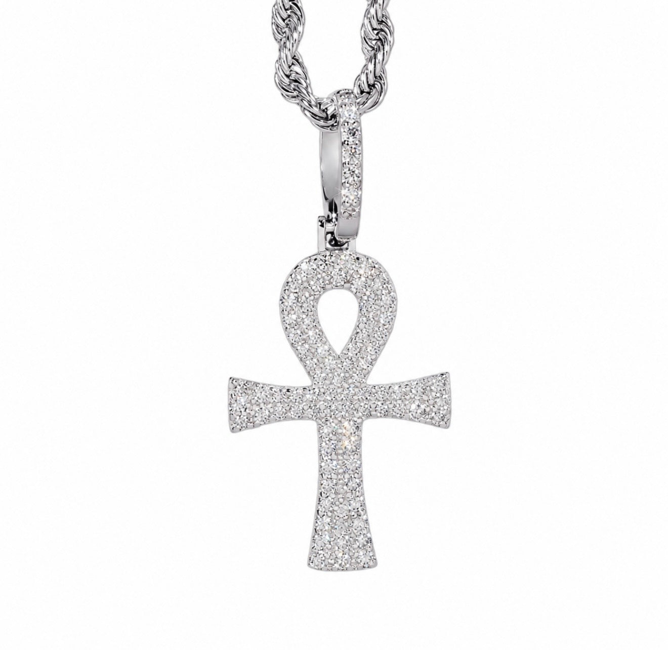 GELATI’S EYE OF HORUS ANKH-CROSS DIAMOND PENDANT IN SOLID 925 STERLING SILVER & VVS1 MOISSANITE DIAMONDS