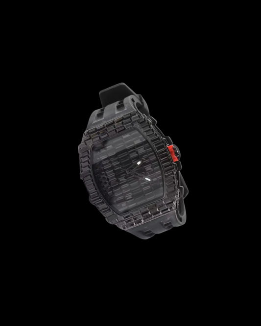 Gelati's Baguette Bussdown Carbon Diamonds & Stainless Steel Watch
