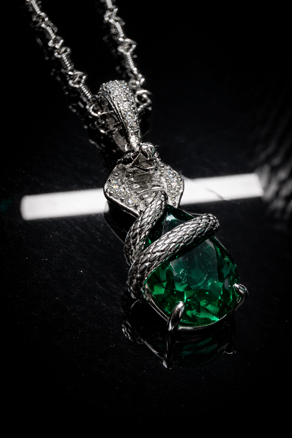 Gelati's Cobra VVS1 Diamond Pendant  Necklace in Solid 925 Sterling Silver & 18k Vermeil Gold