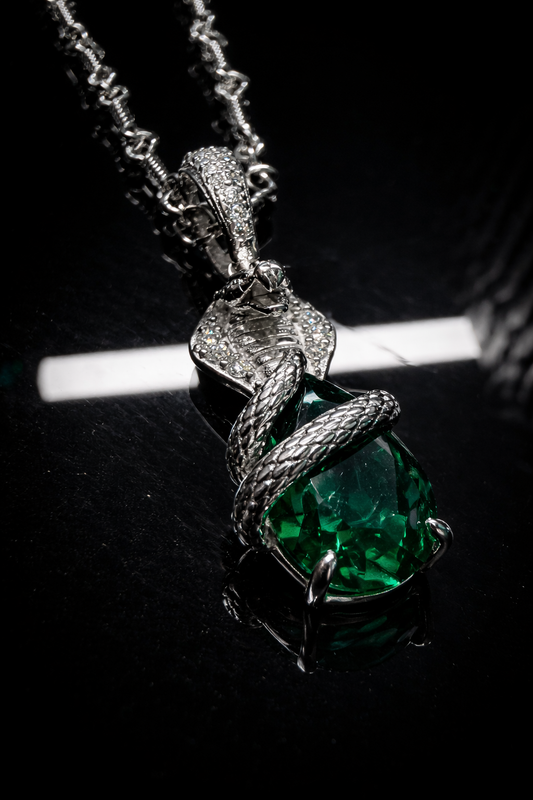 Gelati's Cobra VVS1 Diamond Pendant  Necklace in Solid 925 Sterling Silver & 18k Vermeil Gold