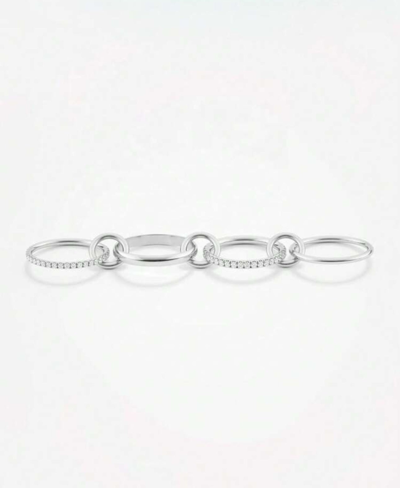 Gelati's Limited Edition - Signature Multilink VVS1 Moissanite Diamond Ring In 925 Silver & 18k Vermeil Gold Accents