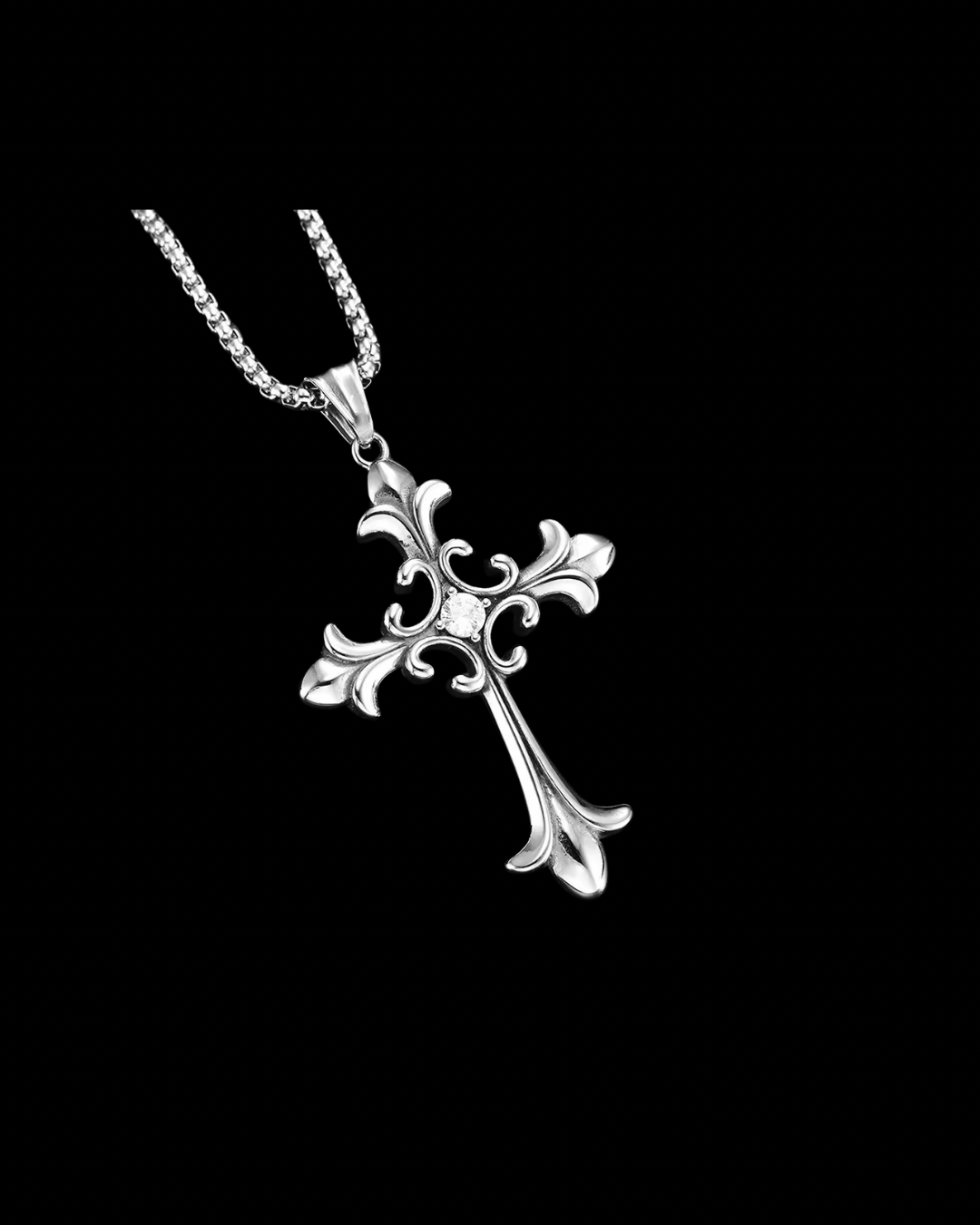 Gelati's Dark Chrome Carbon Diamond & Sterling Silver Cross Pendant with 18k Vermeil Gold Accents
