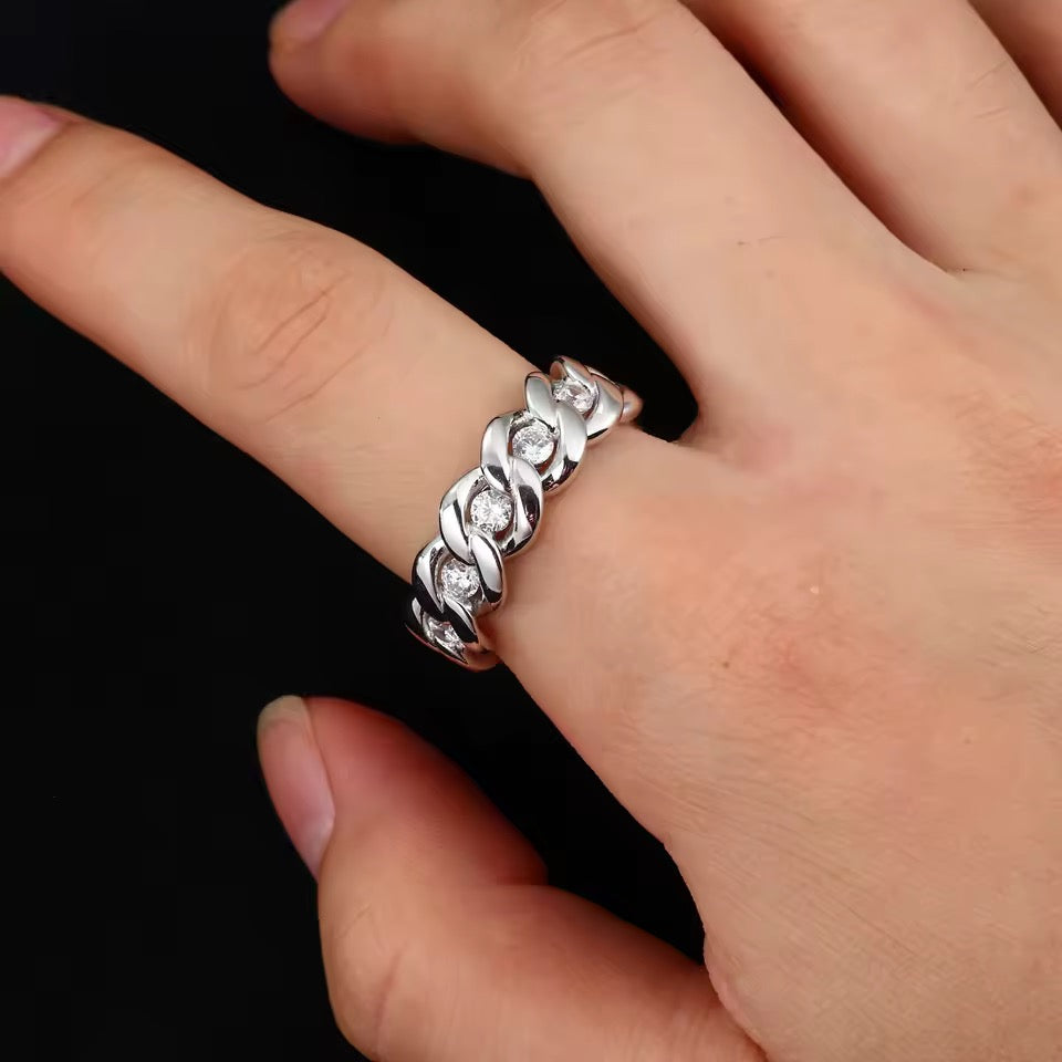 Gelati's Bespoke Diamond 5 CT Cuban Ring in 925 Sterling Silver & FL - IF Moissanite Diamonds