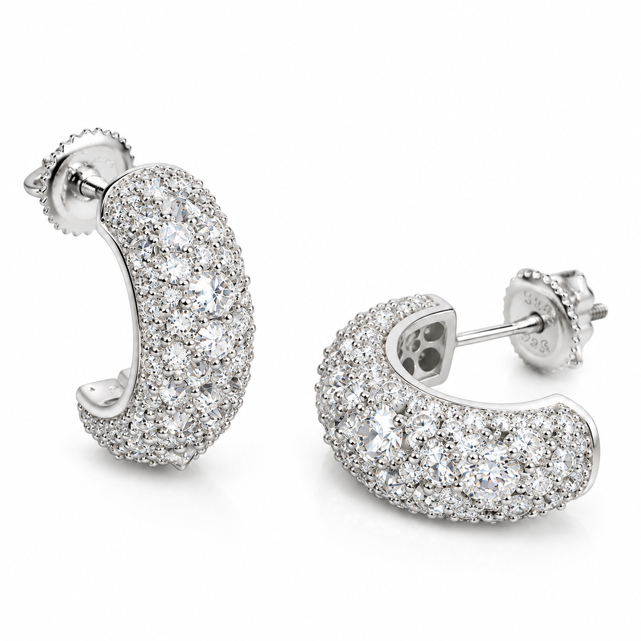 GELATI LIMITED | LOOP SPIKED DIAMONDS METEORIC EARRINGS - FL-IF LAB MOISSANITE DIAMONDS | 925 Sterling Silver | 18K Vermeil Gold