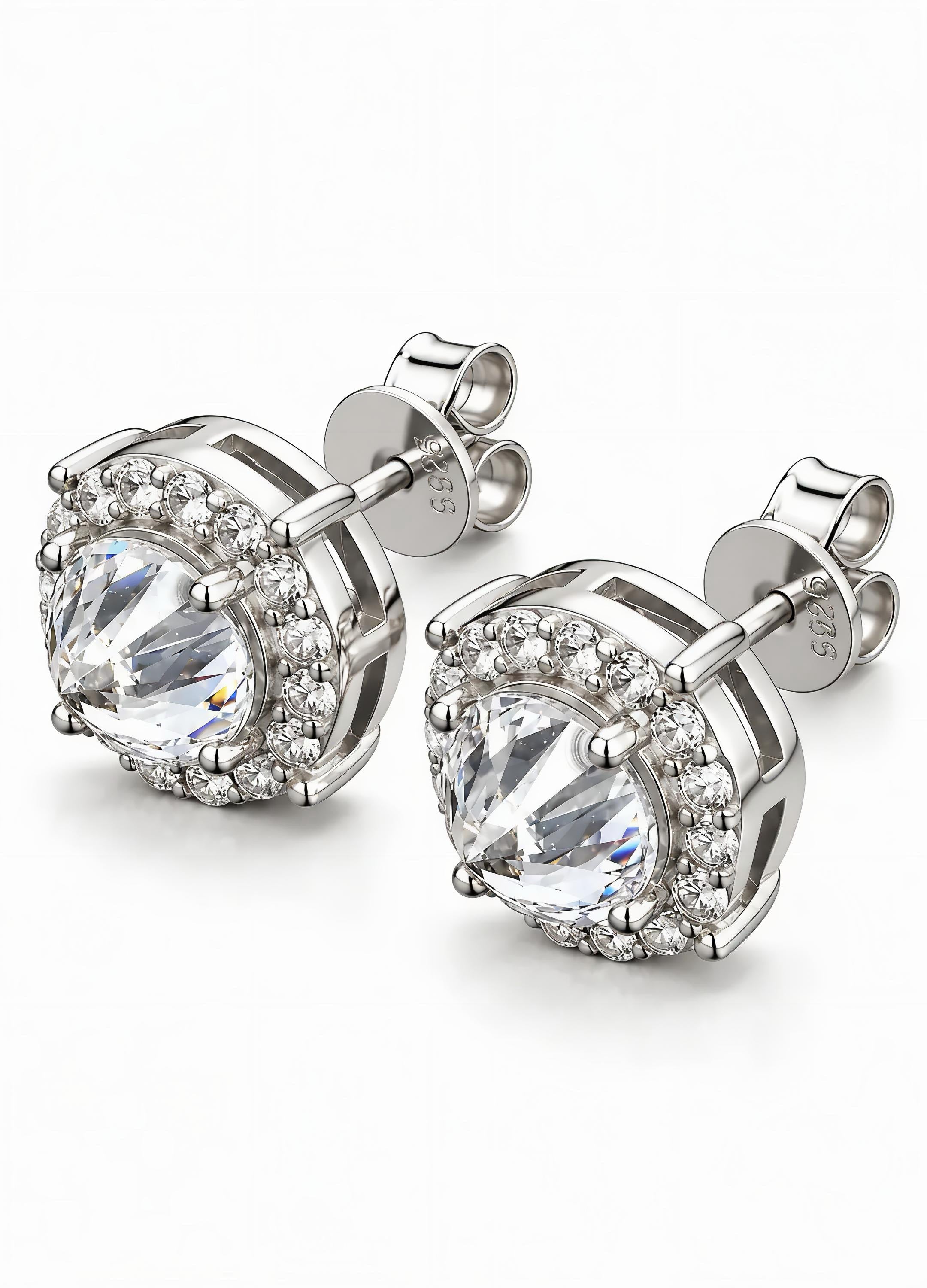 GELATI LIMITED | HALO SPIKED DIAMONDS ICE SPIKE EARRINGS |FL-IF LAB MOISSANITE | 925 Silver | 18K Vermeil