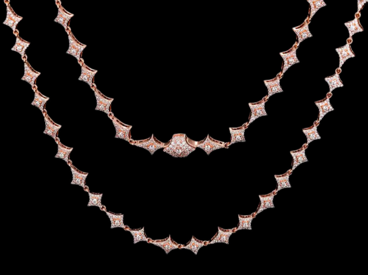 Gelati's Starchain Link 8MM Bespoke 925 Sterling Silver & 18k Vermeil Gold Necklace CB / IF-FL Lab Moissanite Diamonds.