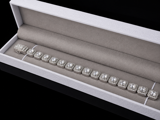 Cluster Halo Tennis Bracelet – CB Diamonds, Titanium & 18K Vermeil Gold