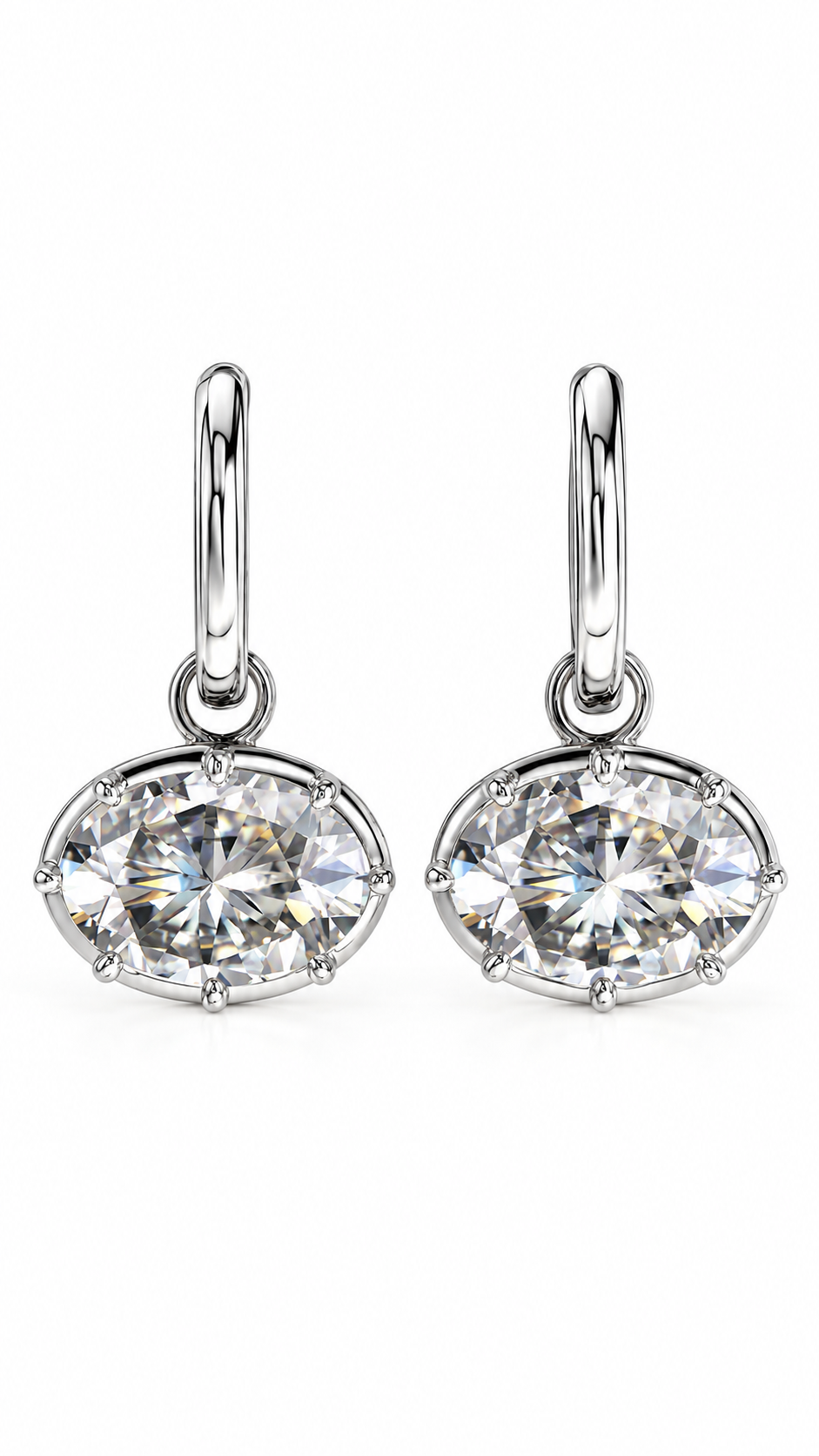 GELATI "LUCE OVALE" DIAMOND LOOP EARRINGS | FL-IF D COLOR LAB MOISSANITE | 925 STERLING SILVER | 18K VERMEIL GOLD
