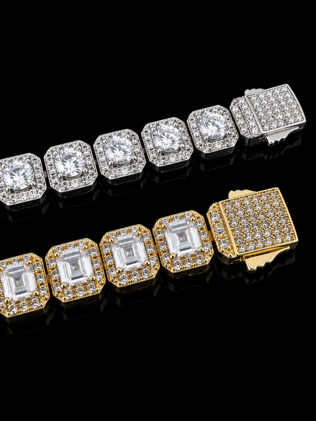 Diamond Cluster Diamond Hybrid Tennis Necklace – Titanium & 18K Vermeil