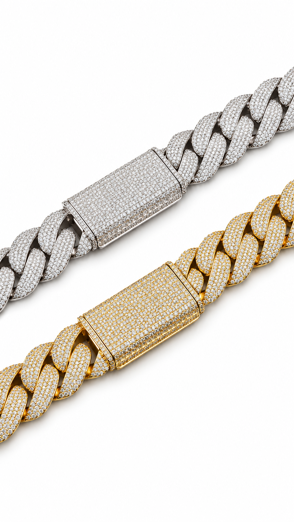 GELATI Colossus 20MM Diamond Cuban Moon Link Chain | FL-IF Flawless Moissanite |18K Vermeil Gold