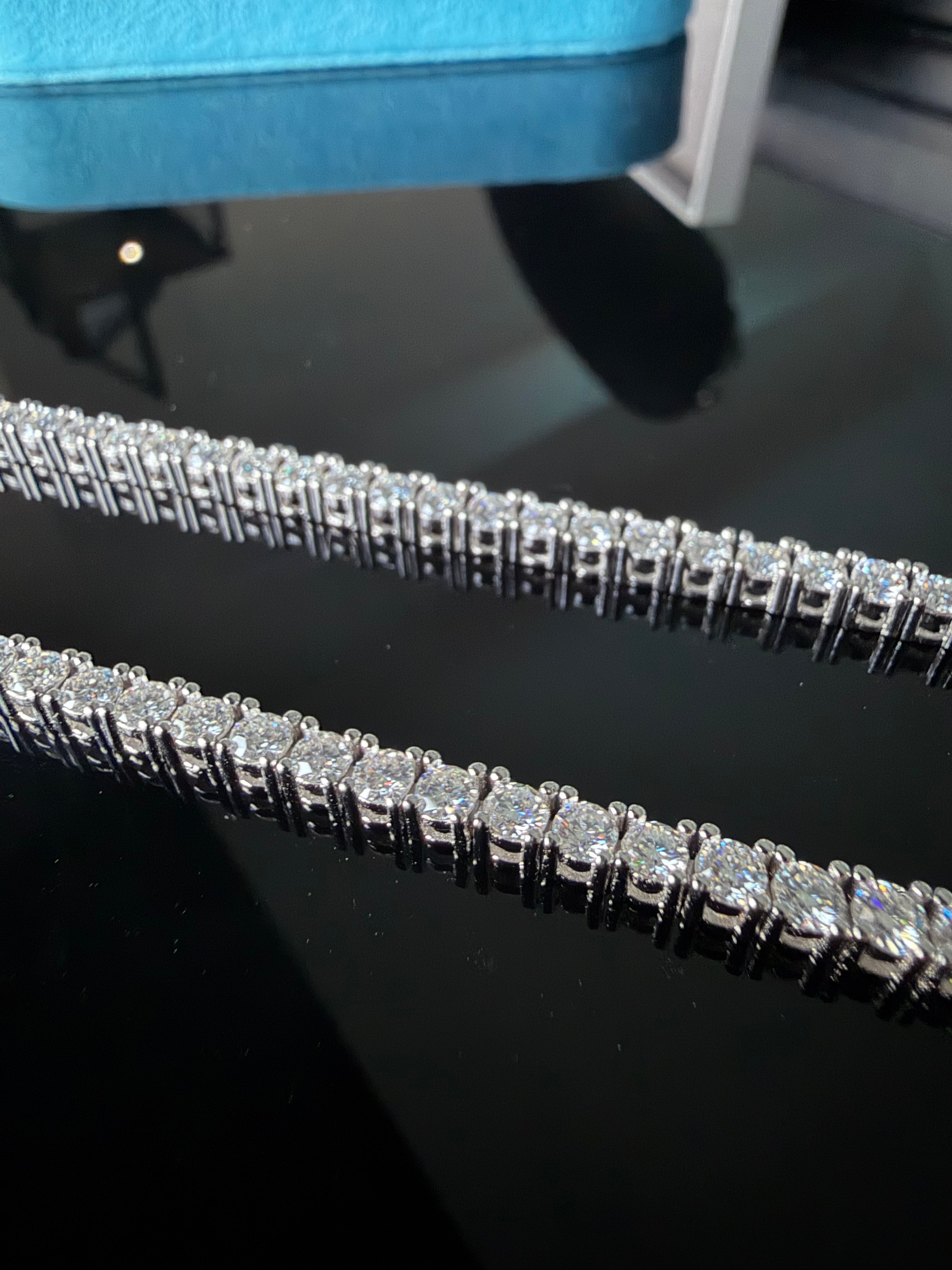 Gelati's Bespoke VVS1/CB 8CT Diamond "Glaciale"  Round & Square Cut Tennis Bracelet in 925 Silver & 18k Vermeil Gold