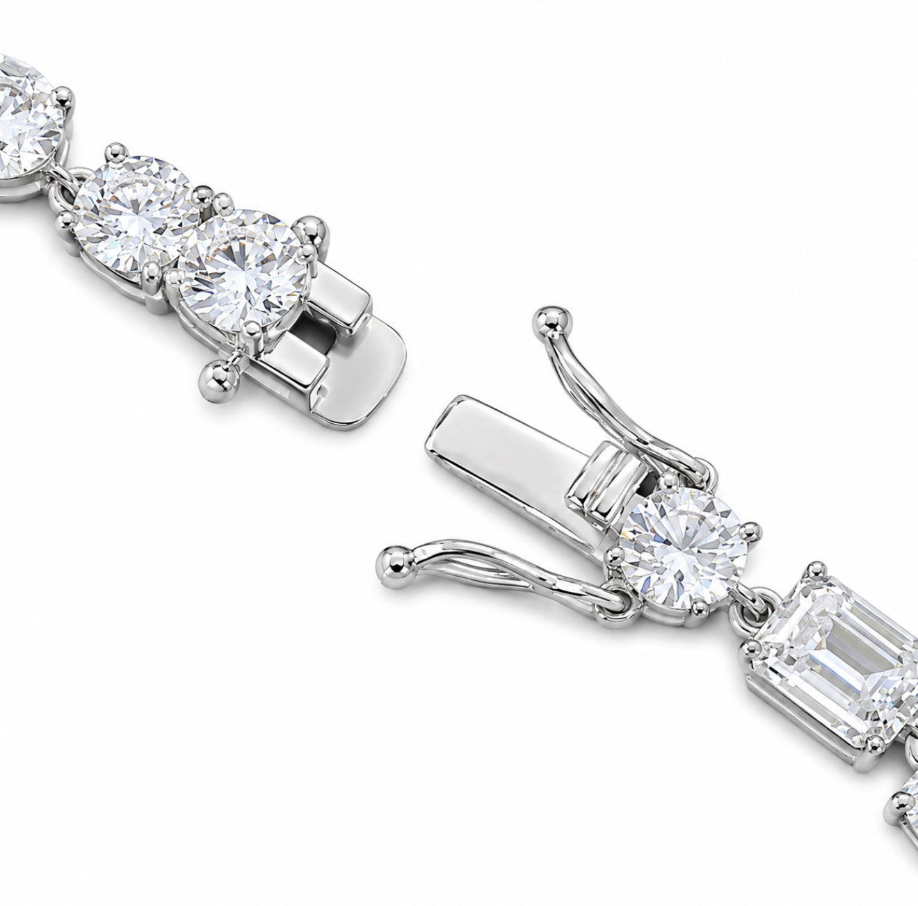 BESPOKE MULTI CUT TENNIS BRACELET – DVVS1/HCD MOISSANITE (PEAR & BAGUETTE), 925 SILVER & 18K VERMEIL GOLD