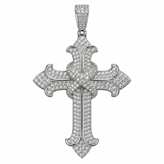 GELATI ASTRAL INFINITY CROSS | FL-IF Flawless Lab Moissanite | 925 Sterling Silver | 18K Vermeil Gold | Rope Chain Included