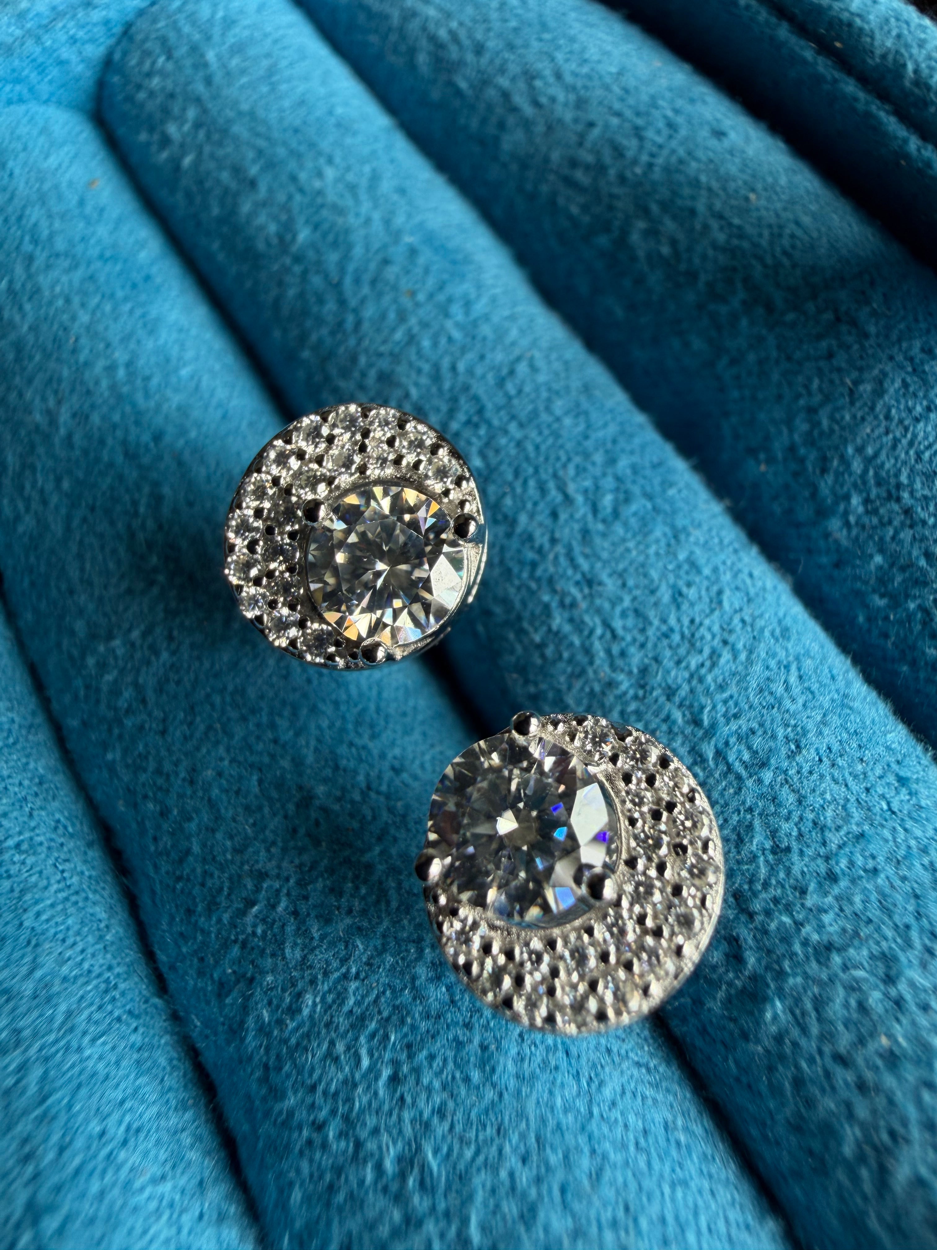 Half-Moon Earrings – FL-IF Moissanite, 925 Silver & 14K White Vermeil