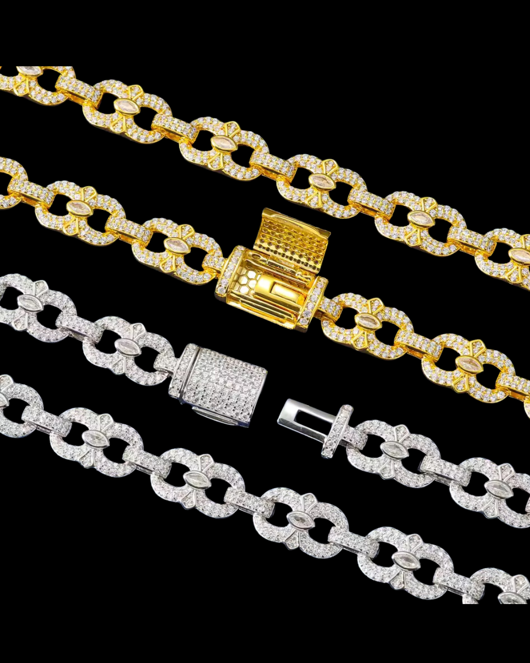 Gelati's Infinity Link & Pear Cut Details VVS1 Diamond Bracelet in solid 925 Sterling Silver & 18k Vermeil Gold Inlay
