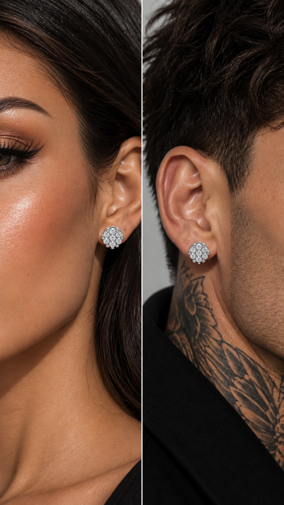 GELATI | CLUSTER SETTING DIAMOND EARRINGS | FL-IF FLAWLESS MOISSANITE | 925 STERLING SILVER | 18K GOLD