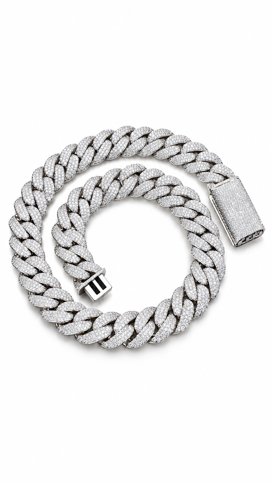 GELATI Colossus 20MM Diamond Cuban Moon Link Chain | FL-IF Flawless Moissanite |18K Vermeil Gold