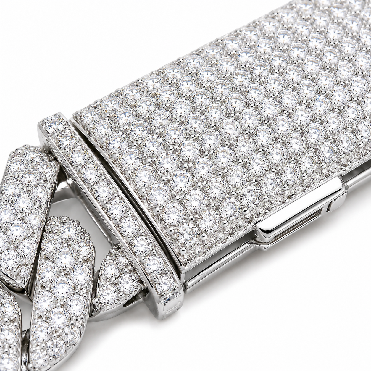 MIAMI LINK TRI-ROW MOSAIC SETTING DIAMOND BRACELET| FL-IF | FLAWLESS LAB MOISSANITE |8.5 CT | 18K VERMEIL