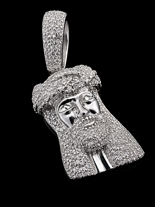 Gelati's Classic 925 Silver Jesus Piece DVVS1 Moissanite Diamond Pendant Necklace