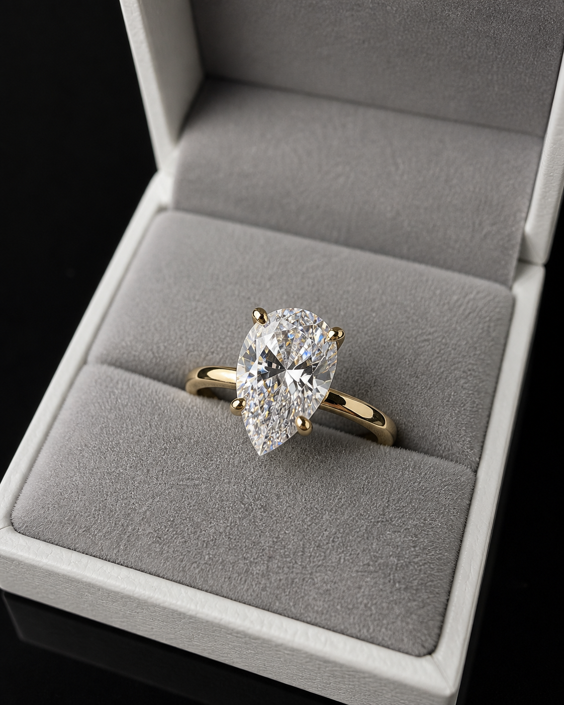 Sottozero Pear Ring – 2CTW DVVS1/CB Moissanite, 925 Silver & 14K White Vermeil
