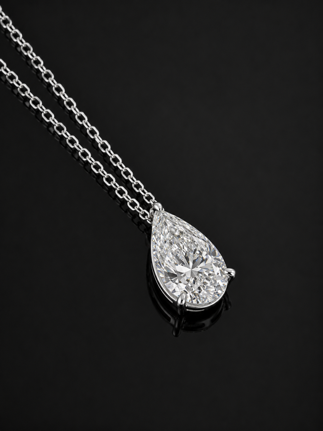 "Celeste" Pear Cut Diamond Necklace – 3CTW FL-IF Moissanite 925 Silver & 18K White Vermeil