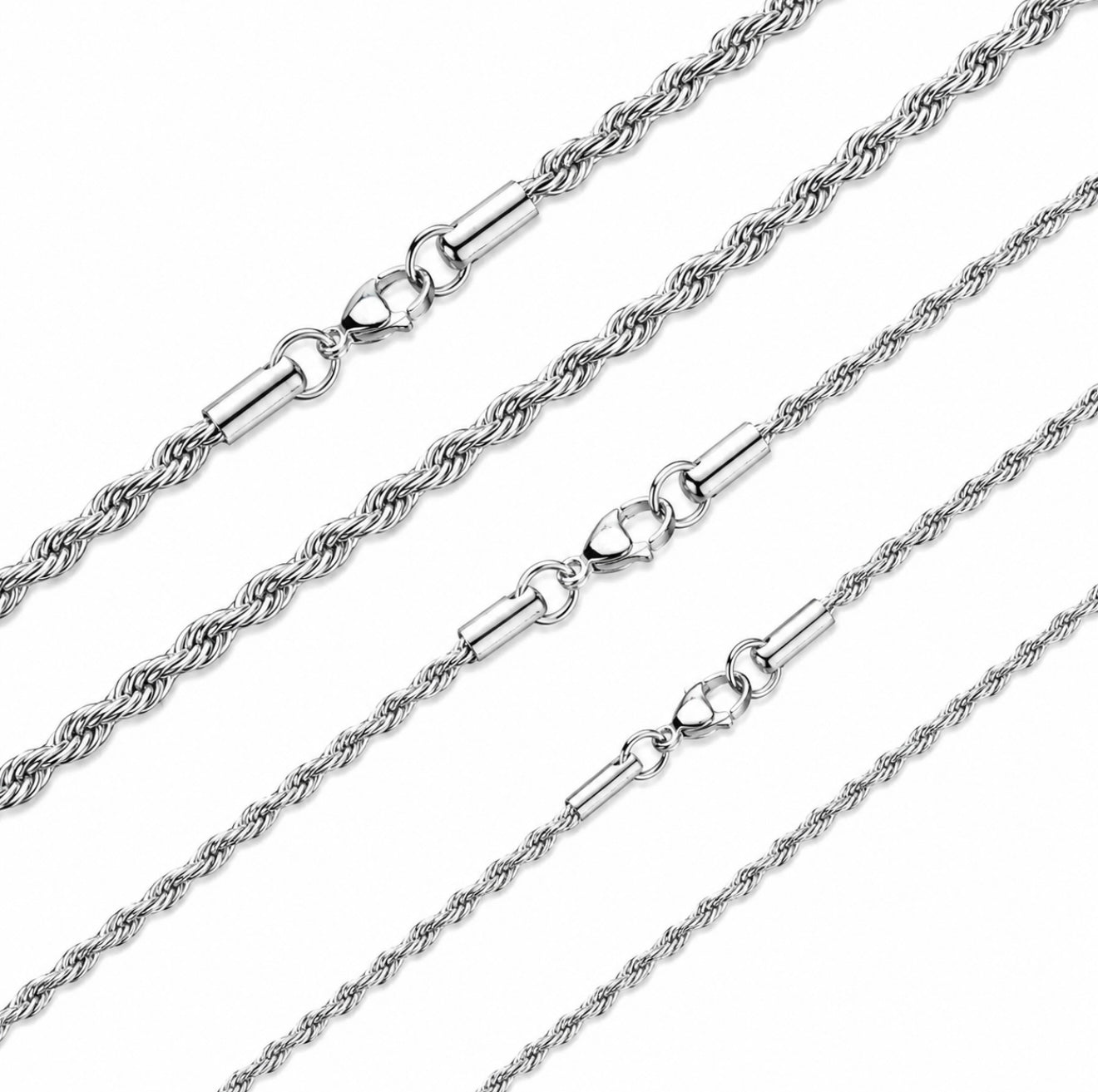 GELATI’S CLASSIC 3MM ROPE CHAIN IN TITANIUM STEEL & 18K VERMEIL GOLD INSERTS