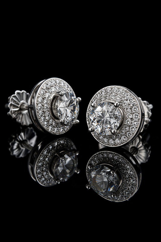 Half-Moon Earrings – FL-IF Moissanite, 925 Silver & 14K White Vermeil