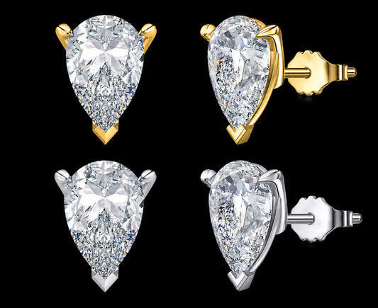 Tears Of Ice Pear Cut 1.5 CTW Diamond Earrings – 925 Silver & 18K Vermeil