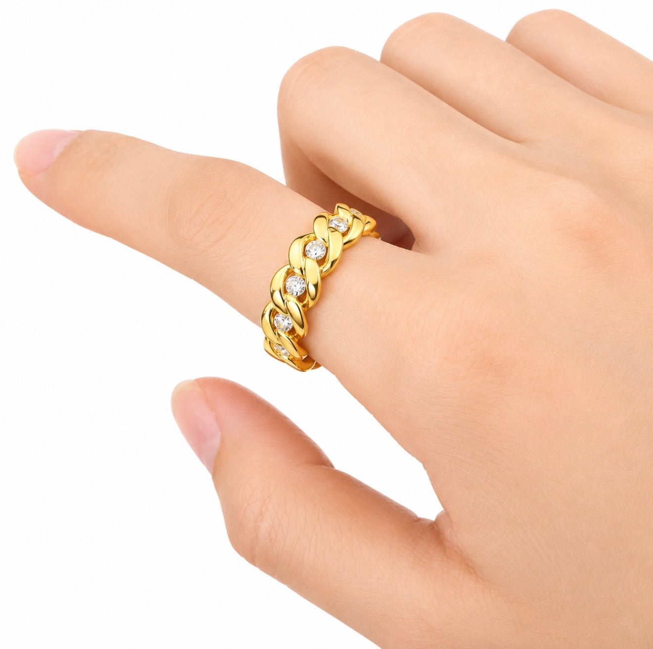 GELATI’S BESPOKE DIAMOND 5 CT CUBAN RING IN 925 STERLING SILVER & FL-IF MOISSANITE DIAMONDS