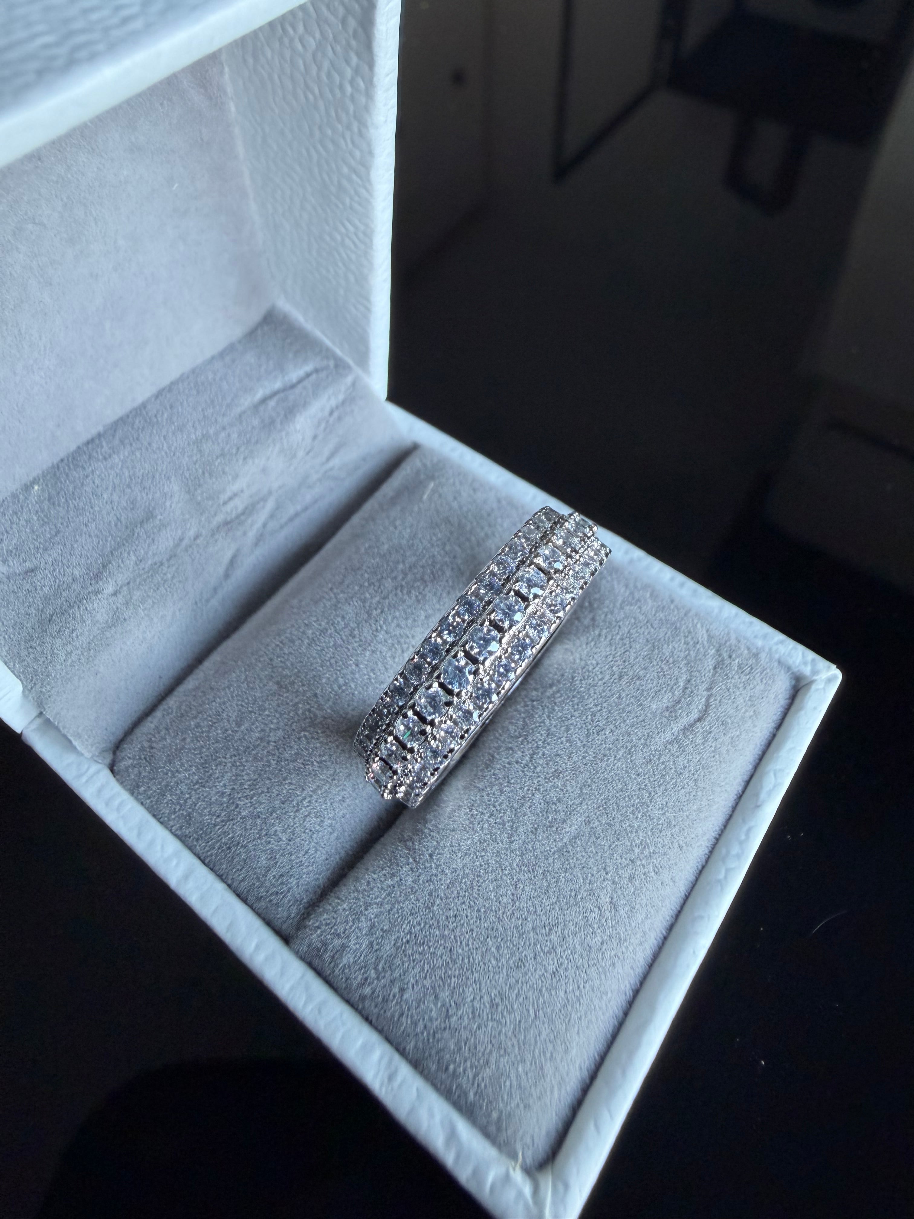 Solara Tri Row Eternity Band – 3CTW DVVS1/CB Moissanite, 925 Silver & 18K Vermeil