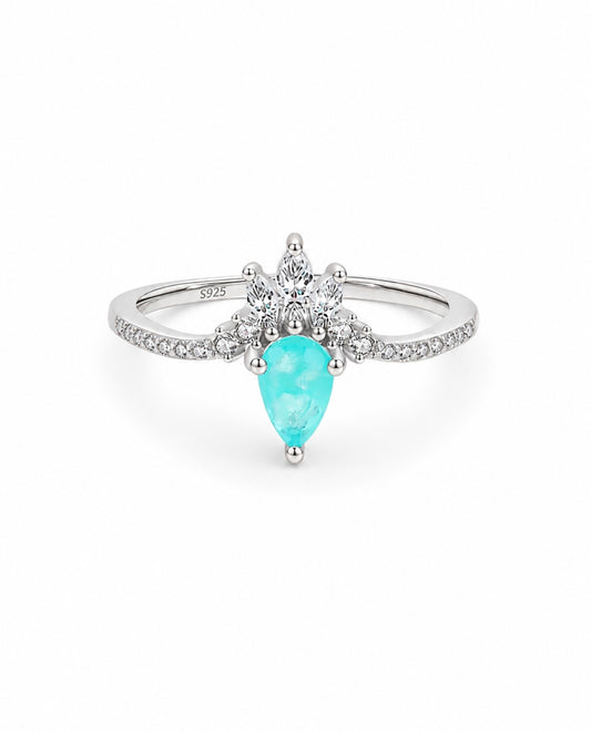 GELATI’S TOURMALINE & VVS1 MOISSANITE DIAMOND RING IN STERLING 925 SILVER & 18K VERMEIL GOLD INSERTS
