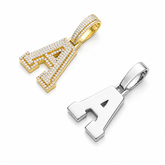 GELATI™ CUSTOM ROMAN DIAMOND LETTER PENDANT | MICRO PAVÉ & TRIPLE SOLID BACK LAYER + FREE SILVER CHAIN