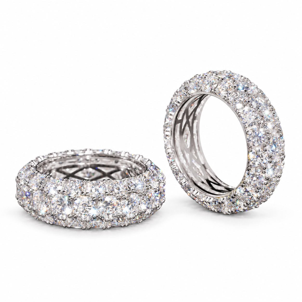 GELATI GALAXY SET BESPOKE DIAMOND ETERNITY BAND | 8MM | FL-IF D-Color Lab Moissanite | 925 Sterling Silver | 18K Vermeil Gold
