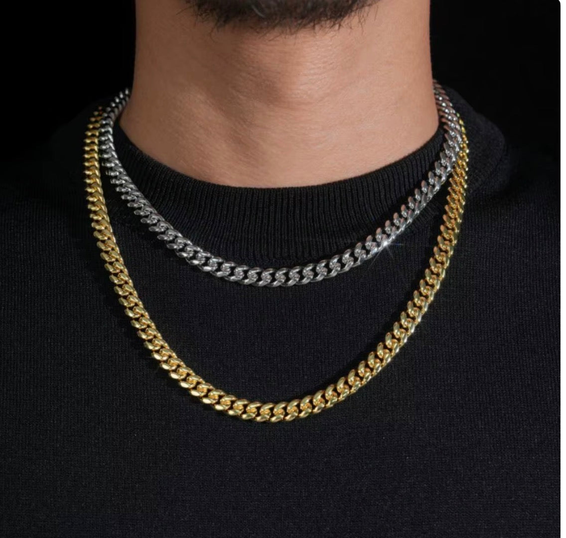 GELATI PLAIN MIAMI LINK NECKLACE – D-VVS1 Diamond Lock 925 Silver|Steel & 18K Vermeil