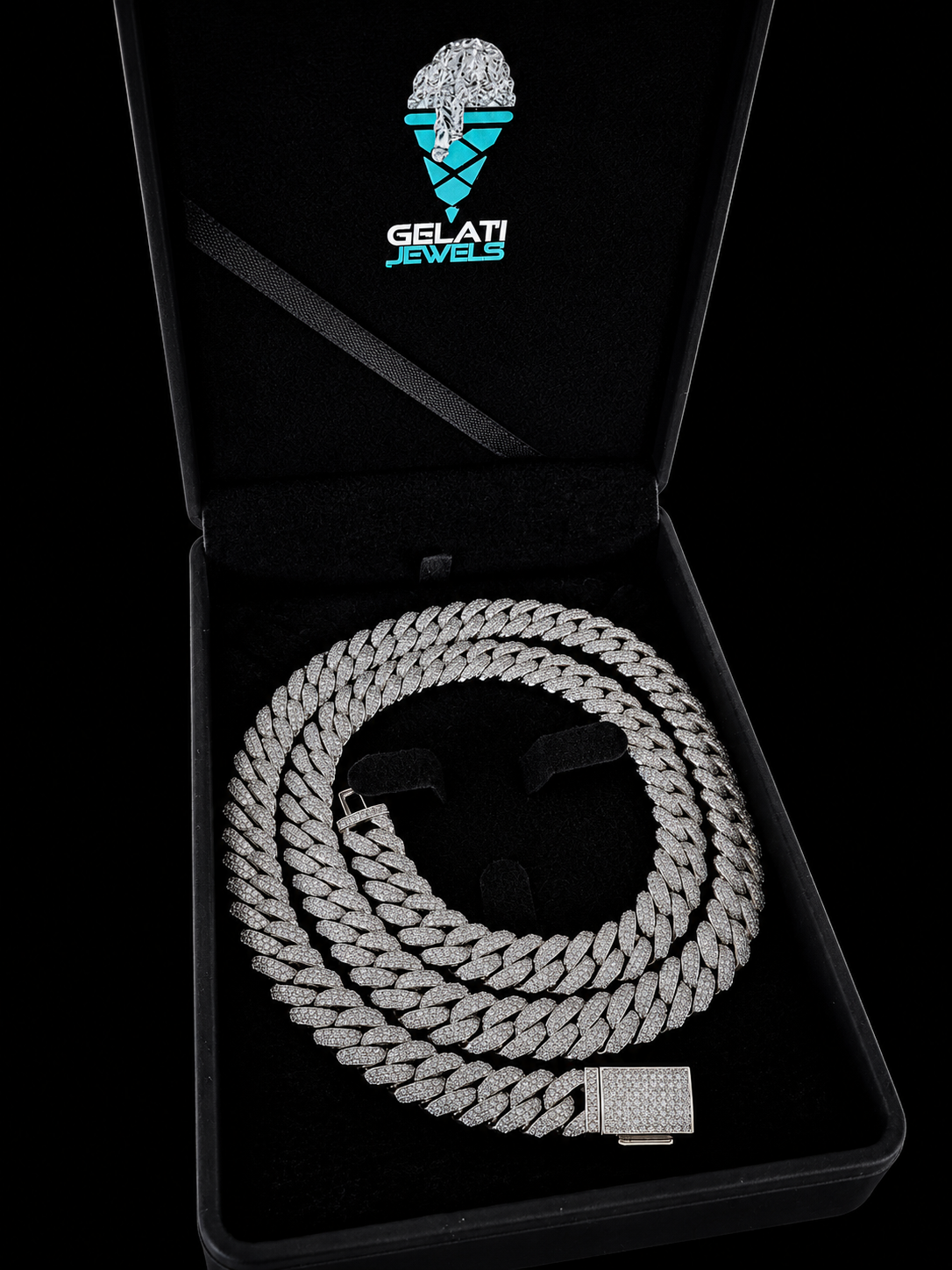 Gelati Raised Pointer Cuban Necklace – CB/DVVS1 Moissanite, Titanium & 18K Vermeil (10MM)